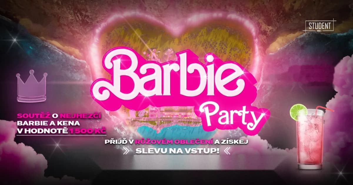 Barbie party — plakát akce Student Vibes