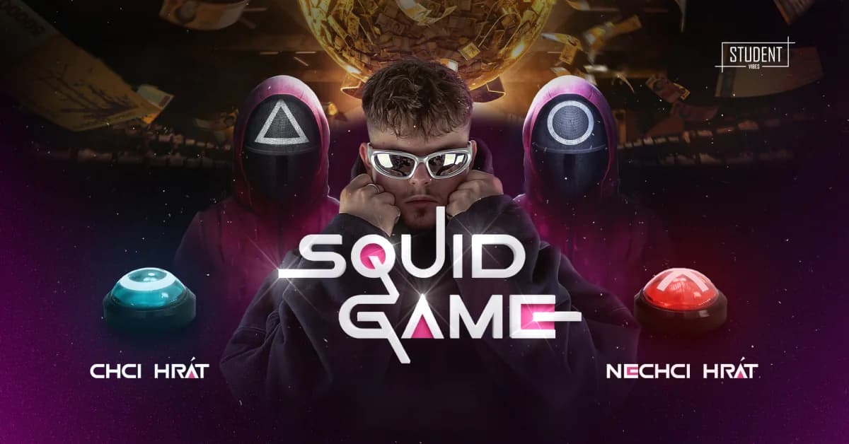 Squid Game party — plakát akce Student Vibes