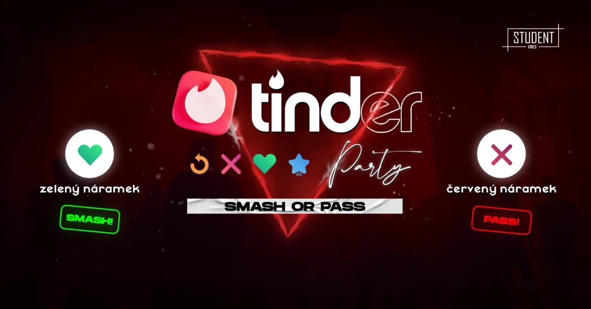 Tinder party — plakát akce Student Vibes